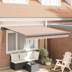vidaXL Tenda da sole manuale pieghevole a strisce multicolori 300x250 cm