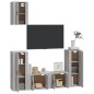 Set di Mobili Porta TV 5 pz Grigio Sonoma in Legno Multistrato Set di Mobili Porta TV 5 pz Grigio Sonoma in Legno Multistrato
