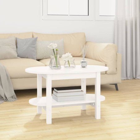 vidaXL Tavolino da Salotto Bianco 80x45x45cm in Legno Massello di Pino