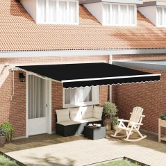 vidaXL Tenda da sole automatica retrattile con LED nera 400x350 cm