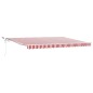 vidaXL Tenda da Sole Retrattile Automatica con LED Striscia Rossa e Bianca 450x300 cm