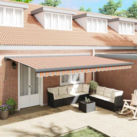 vidaXL Tenda Manuale Retrattile a Strisce Multicolore 500 x 300 cm