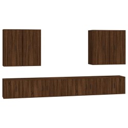 Set Mobili Porta TV 8pz Rovere Marrone in Legno Multistrato