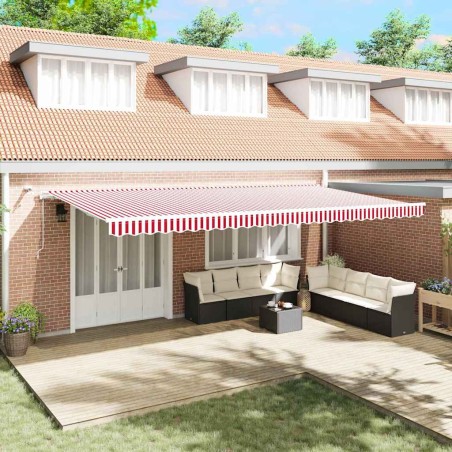 vidaXL Tenda da Sole Automatica Estensibile con LED Strisce Rosse e Bianche 600 x 350 cm