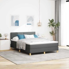 vidaXL Letto con Box Spring e Materasso Grigio Scuro 160x200 cm Tessuto
