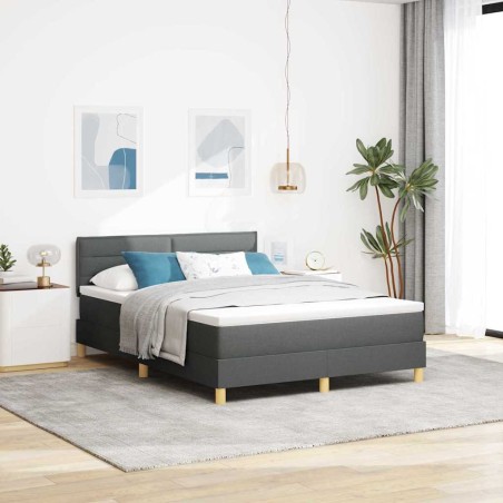 vidaXL Letto a molle con materasso e LED Grigio scuro 160x200 cm Tessuto