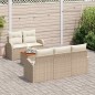 vidaXL Set da Giardino di 6 Pezzi con cuscini beige in rattan sintetico e legno di acacia.