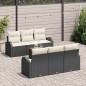 vidaXL Set di divani da giardino 7 pezzi con cuscini in polirattan nero e legno di acacia vidaXL Set di divani da giardino 7 pezzi con cuscini in polirattan nero e legno di acacia