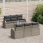 vidaXL Set di divani da giardino 7 pezzi grigio in polyrattan con cuscini in acacia.