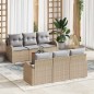vidaXL Set Divano da Giardino di 7 Pezzi in Poly Rattan Beige con Cuscini in Acacia.