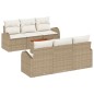 vidaXL Set da giardino da 7 pezzi con cuscini in rattan sintetico beige e legno di acacia