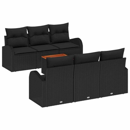vidaXL Set di Divani da Giardino da 7 Pezzi con Cuscini in Rattan Sintetico Nero.