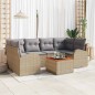 vidaXL Set Divano Giardino 7 Pezzi con Cuscini Beige Polyrattan Acacia