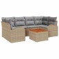 vidaXL Set Divano Giardino 7 Pezzi con Cuscini Beige Polyrattan Acacia