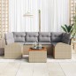vidaXL Set Divano Giardino 7 Pezzi con Cuscini Beige Polyrattan Acacia