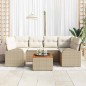 vidaXL Set Divano da Giardino a 7 Pezzi con Cuscini Beige Rattan Acacia