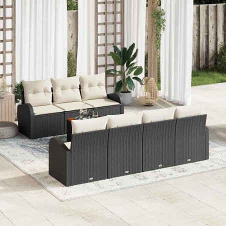 vidaXL Set di divani da giardino 8 pezzi vitaXL con cuscini in rattan sintetico neri e acacia.