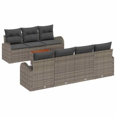 vidaXL Set divani da giardino 8 pezzi con cuscini grigi in rattan sintetico e legno di acacia.