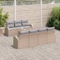 vidaXL Set di Sofà da Giardino 8 Pezzi con Cuscini Beige in Rattan Sintetico e Acacia.