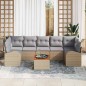 vidaXL Set da giardino da 8 pezzi con cuscini beige in rattan sintetico e acacia