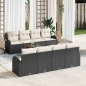 vidaXL Set di divani da giardino 9 pezzi con cuscini in polirattan nero e acacia. vidaXL Set di divani da giardino 9 pezzi con cuscini in polirattan nero e acacia.
