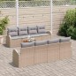 vidaXL Set di divani da giardino da 9 pezzi con cuscini beige in polyrattan e legno di acacia