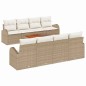 vidaXL Set di divani da giardino 9 pezzi con cuscini beige in polirattan e acacia