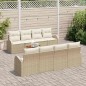 vidaXL Set di divani da giardino 9 pezzi con cuscini beige in polirattan e acacia