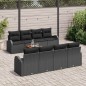 vidaXL Set di divani da giardino a 9 pezzi con cuscini neri in rattan sintetico e acacia