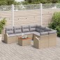 vidaXL Set Giardino 9 Pezzi con Cuscini Beige in Rattan Sintetico e Tavolino in Acacia.