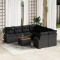 vidaXL Set di divani da giardino 9 pezzi con cuscini neri in polirattan e acacia