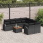 vidaXL Set di divani da giardino 9 pezzi con cuscini neri in polirattan e acacia