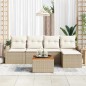 vidaXL Set di divani da giardino 6 pezzi con cuscini beige in rattan sintetico e acacia