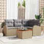 vidaXL Set da giardino di divani 5 pezzi con cuscini in polirattan beige e acacia. vidaXL Set da giardino di divani 5 pezzi con cuscini in polirattan beige e acacia.