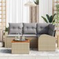 vidaXL Set da giardino di divani 5 pezzi con cuscini in polirattan beige e acacia. vidaXL Set da giardino di divani 5 pezzi con cuscini in polirattan beige e acacia.