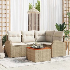 vidaXL Set di divani da giardino da 5 pezzi con cuscini beige