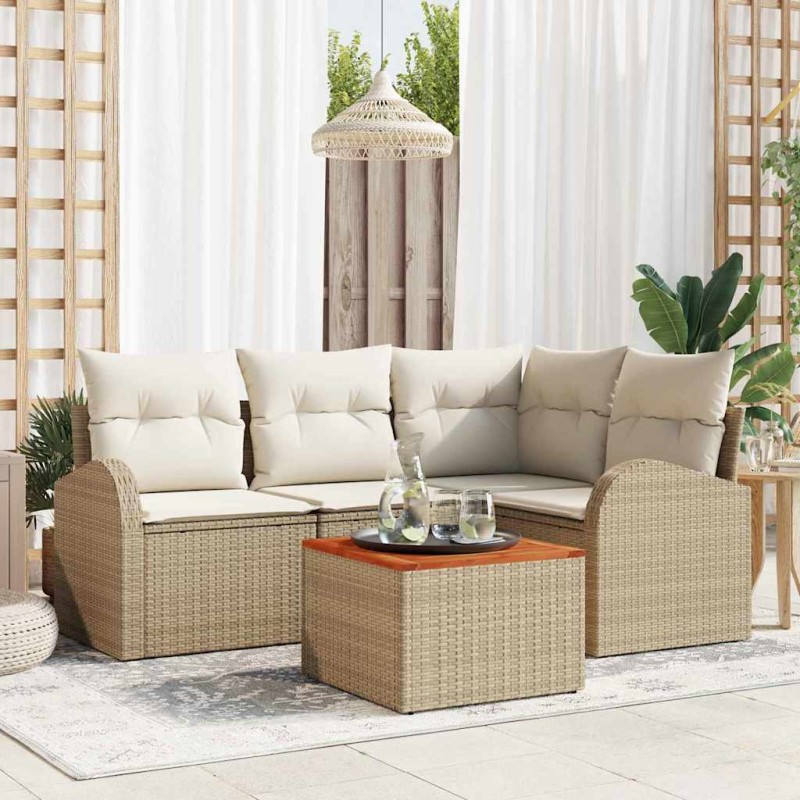 vidaXL Set di divani da giardino da 5 pezzi con cuscini beige