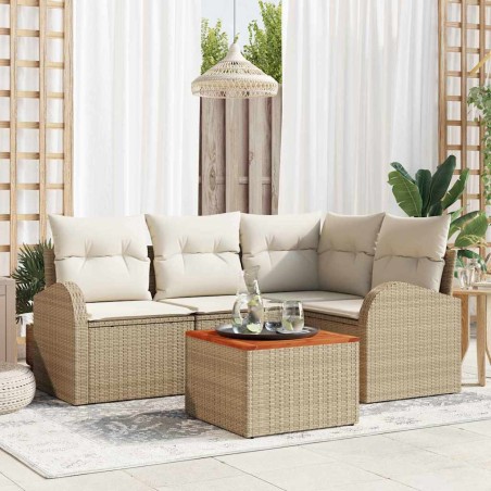 vidaXL Set di divani da giardino da 5 pezzi con cuscini beige