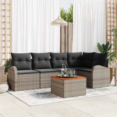 vidaXL Set di divani da giardino 6 pezzi con cuscini grigi in rattan sintetico e legno di acacia.