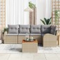 vidaXL Set giardino 6 pezzi con cuscini beige in rattan sintetico e acacia