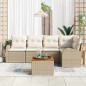 vidaXL Set di divani da giardino da 6 pezzi di con cuscini beige in rattan sintetico e legno di acacia