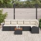 vidaXL Set da Giardino in 7 Pezzi con Cuscini in Rattan Polyrattan Nero e Acacia