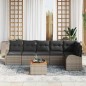 vidaXL Set da giardino di divani 7 pezzi con cuscini grigi in polirattan e legno di acacia