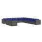 Set Divani da Giardino 11 pz con Cuscini in Polyrattan Grigio Set Divani da Giardino 11 pz con Cuscini in Polyrattan Grigio