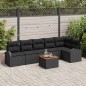 vidaXL Set di divani da giardino 7 pezzi con cuscini in rattan nero e acacia