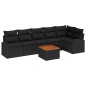 vidaXL Set di divani da giardino 7 pezzi con cuscini in rattan nero e acacia