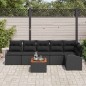 vidaXL Set di divani da giardino 7 pezzi con cuscini in rattan nero e acacia