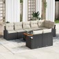 vidaXL Set di divani da giardino in 9 pezzi con cuscini in rattan nero e legno di acacia.