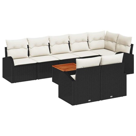 vidaXL Set di divani da giardino in 9 pezzi con cuscini in rattan nero e legno di acacia.