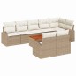 vidaXL Set Divano da Giardino 9 Pezzi con Cuscini Beige in Polyrattan e Acacia